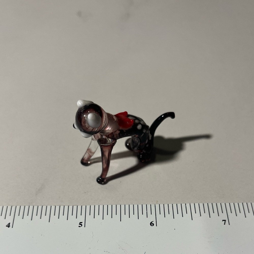 Vintage Miniature Art Glass Purple Cat Figurine Murano